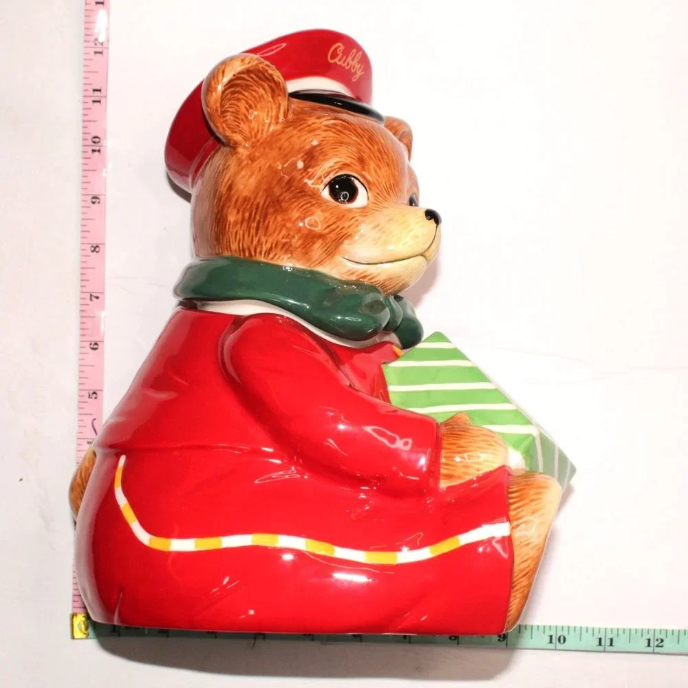 Harry & David 2010 Le Cubby Delivery Mailman Christmas Bear Cookie Jar Container - Picture 14 of 14